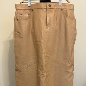 Tan Leather Long Skirt size 16. NWT